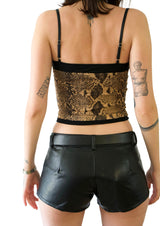 Belted Micro Faux Leather Shorts