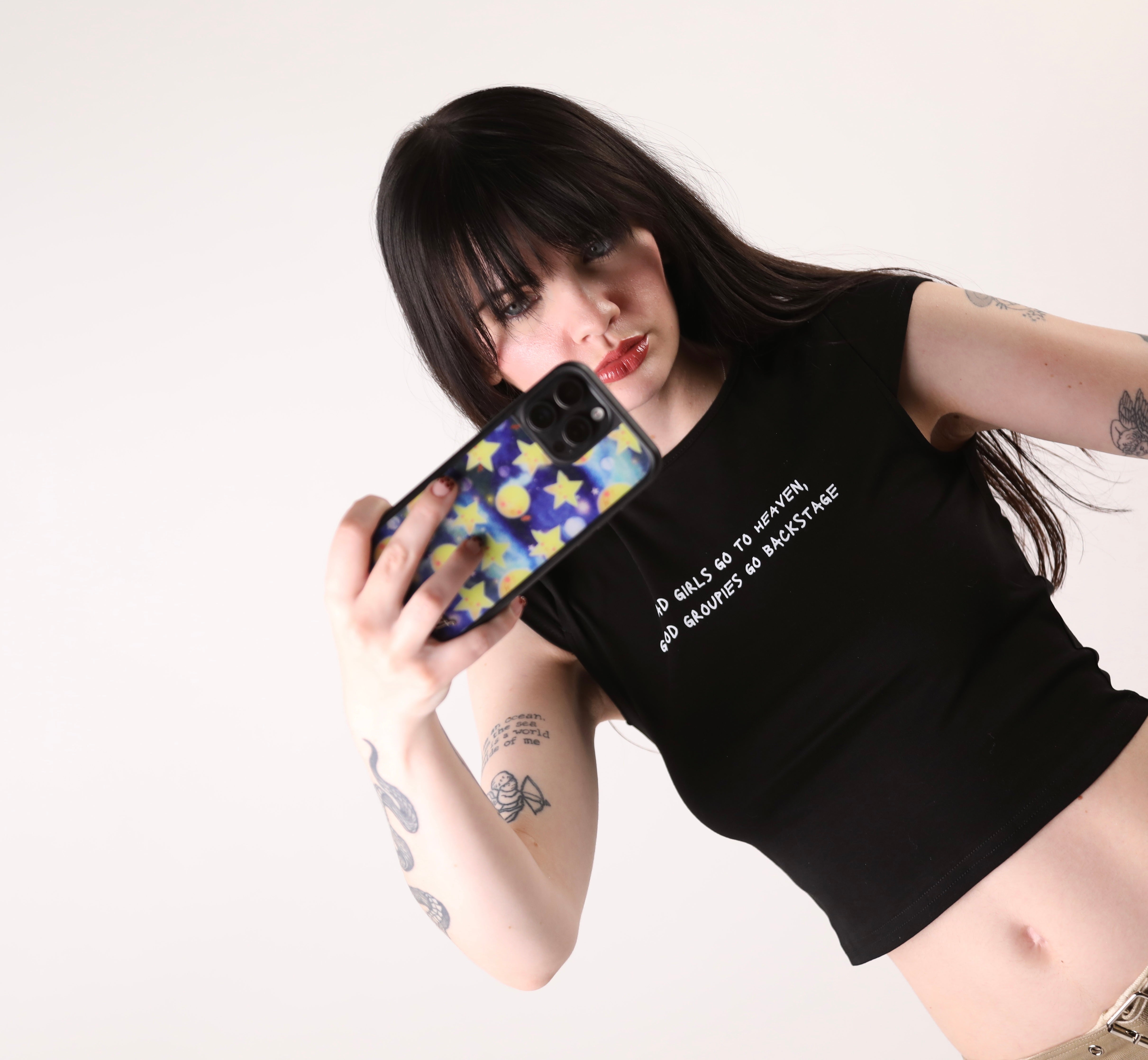 Good Groupies Go Backstage Slim Tee